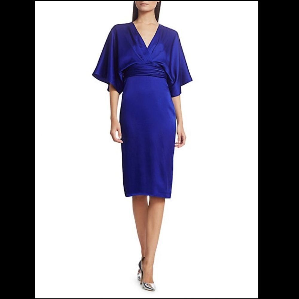 THEIA
Kimono-Sleeve Satin Dress